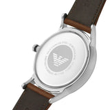 Emporio Armani Renato Quartz Silver Dial Brown Leather Strap Watch For Men - AR11185