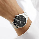 Emporio Armani Giovanni Chronograph Black Dial Silver Steel Strap Watch For Men - AR11208