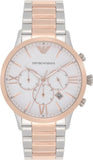 Emporio Armani Giovanni Chronograph Quartz White Dial Two Tone Steel Strap Watch For Men - AR11209