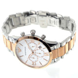 Emporio Armani Giovanni Chronograph Quartz White Dial Two Tone Steel Strap Watch For Men - AR11209