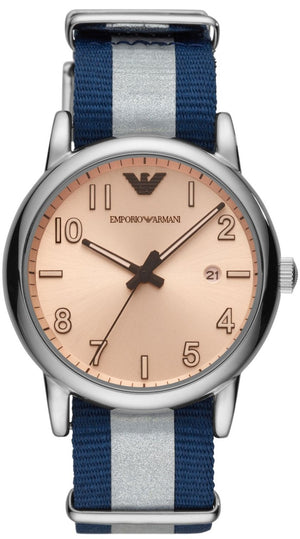 Emporio Armani Luigi Analog Beige Dial Two Tone NATO Strap Watch For Men - AR11212