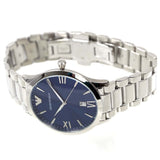 Emporio Armani Giovanni Quartz Blue Dial Silver Steel Strap Watch For Men - AR11227