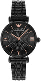 Emporio Armani Gianni T Bar Black Dial Black Steel Strap Watch For Women - AR11245