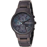 Emporio Armani Renato Chronograph Mother of Pearl Black Dial Black Steel Strap Watch For Men - AR11275