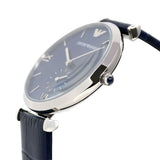 Emporio Armani Gianni T Bar Quartz Blue Dial Blue Leather Strap Watch For Men - AR11300