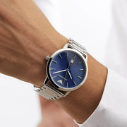 Emporio Armani Ruggero Blue Dial Silver Steel Strap Watch for Men - AR11311