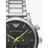 Emporio Armani Luigi Chronograph Black Dial Silver Steel Strap Watch For Men - AR11324