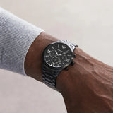 Emporio Armani Giovanni Chronograph Black Dial Black Steel Strap Watch For Men - AR11349