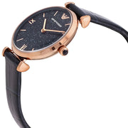 Emporio Armani Gianni T-Bar Quartz Blue Dial Blue Leather Strap Watch for Women - AR11424