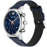 Emporio Armani Luigi Chronograph Blue Dial Blue Leather Strap Watch For Men - AR11451