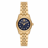 Michael Kors Lexington Three-Hand Blue Dial Gold Steel Strap Watch for Women - MK4802