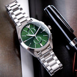 Emporio Armani Chronograph Green Dial Silver Steel Strap Watch For Men - AR11480