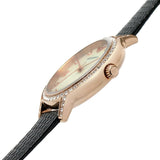 Emporio Armani Cleo Three-Hand Mother of Pearl Dial Black Leather Strap Watch For Women - AR11485
