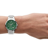 Emporio Armani Renato Chronograph Green Dial Silver Steel Strap Watch For Men - AR11507