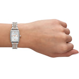 Emporio Armani Gianni T Bar White Mother Of Pearl Dial Two Tone Steel Strap Watch For Women - AR11519