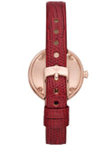 Emporio Armani Two-Hand Analog White Dial Red Leather Strap Watch For Women - AR11532