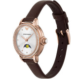 Emporio Armani Mia Moonphase Silver Dial Brown Leather Strap Watch For Women - AR11568