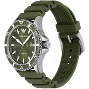 Emporio Armani World Explorer Green Dial Green Silicone Strap Watch for Men - AR11638