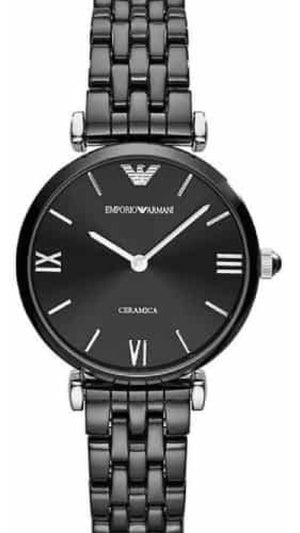 Emporio Armani Ceramica Black Dial Black Ceramic Strap Watch For Women - AR1487