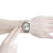 Emporio Armani Classic Quartz Silver Dial Silver Steel Strap Watch For Men - AR1745