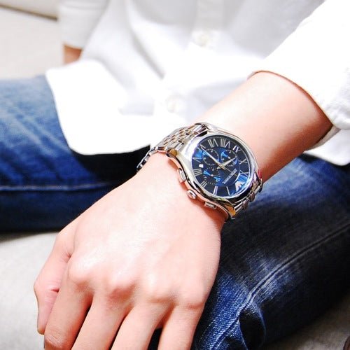 Emporio Armani Classic Navy Blue Dial Stainless Steel Watch For Men
