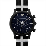 Emporio Armani Classic Black Dial Black Leather Strap Watch For Men - AR1860