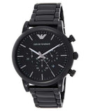 Emporio Armani Meccanico Skeleton Black Dial Black Steel Strap Watch For Men - AR60045