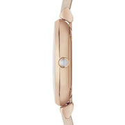 Emporio Armani Gianni T Bar Quartz White Dial Beige Leather Strap Watch For Women - AR1927