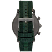 Emporio Armani Luigi XLarge Chronograph Green Dial Green Fabric Strap Watch for Men - AR1950