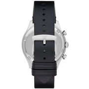 Emporio Armani Zeta Chronograph Black Dial Black Leather Strap Watch for Men - AR1975