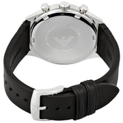 Emporio Armani Zeta Chronograph Black Dial Black Leather Strap Watch for Men - AR1975