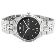 Emporio Armani Zeta Black Dial Silver Steel Strap Watch for Men - AR1977