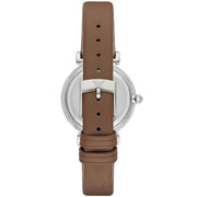 Emporio Armani Gianni T-Bar White Dial Brown Leather Strap Watch for Women - AR1988