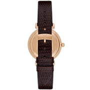 Emporio Armani Gianni T-Bar Silver Dial Brown Leather Strap Watch for Women - AR1990