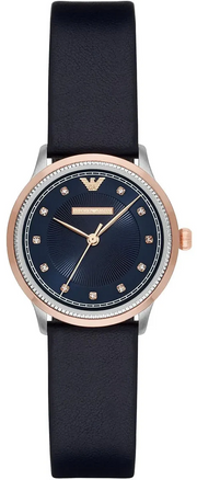 Emporio Armani Alpha XSmall Blue Dial Blue Leather Strap Watch for Women - AR2066