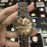 Emporio Armani Classic Beige Dial Two Tone Steel Strap Watch for Men - AR2070