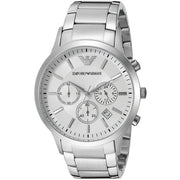 Emporio Armani Renato Chronograph White Dial Silver Steel Strap Watch for Women  - AR2459
