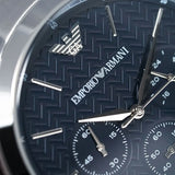 Emporio Armani Renato Chronograph Quartz Blue Dial Grey Steel Strap Watch For Men - AR2505