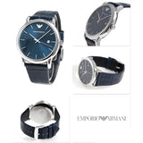 Emporio Armani Dress Quartz Blue Dial Blue Leather Strap Watch For Men - AR2501