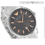 Emporio Armani Renato Quartz Grey Dial Silver Steel Strap Watch For Men - AR2514