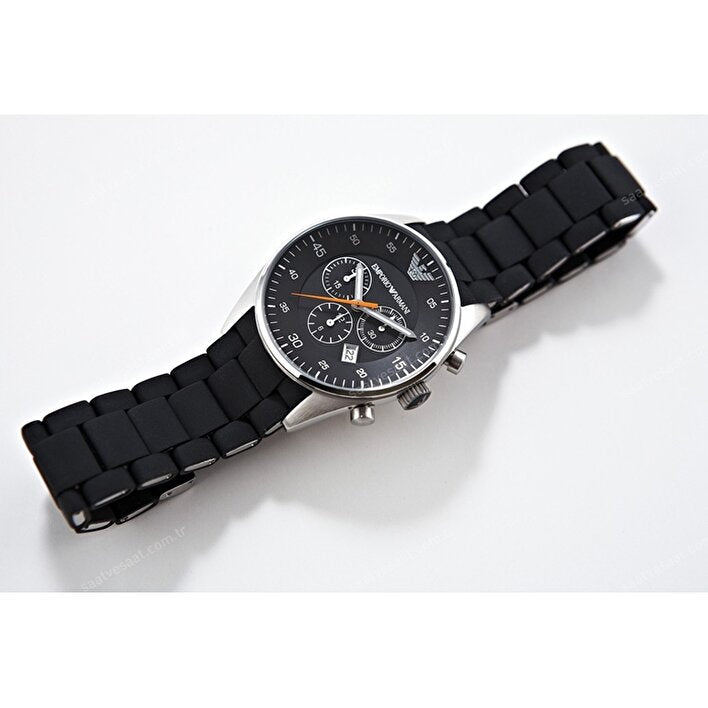 Emporio Armani Sportivo Chronograph Black Dial Black Strap Watch