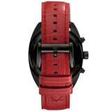 Emporio Armani Sportivo Chronograph Black Dial Red Leather Strap Watch For Men - AR5918