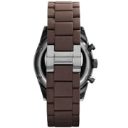 Emporio Armani Tazio Chronograph Black Dial Brown Silicone Strap Watch for Men - AR5990