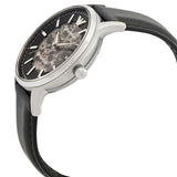 Emporio Armani Meccanico Skeleton Automatic Black Dial Black Leather Strap Watch for Men - AR60038