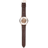 Emporio Armani Meccanico Automatic Silver Dial Brown Leather Strap Watch For Men - AR60039