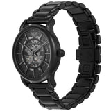 Emporio Armani Meccanico Skeleton Black Dial Black Steel Strap Watch For Men - AR60045