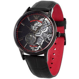 Emporio Armani Meccanico Skeleton Black Dial Black Leather Strap Watch For Men - AR60046