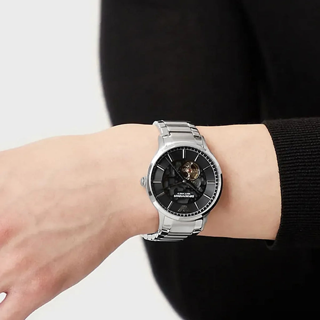 エンポリオアルマーニ AR60055 腕時計 自動巻 Emporio Armani Meccanico Automatic Black Dial Silver Steel