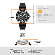 Emporio Armani Sea Explorer Meccanico Automatic Black Dial Black Silicone Strap Watch For Men - AR60062