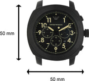 Emporio Armani Sportivo Chronograph Black Dial Black Leather Strap Watch for Men - AR6061